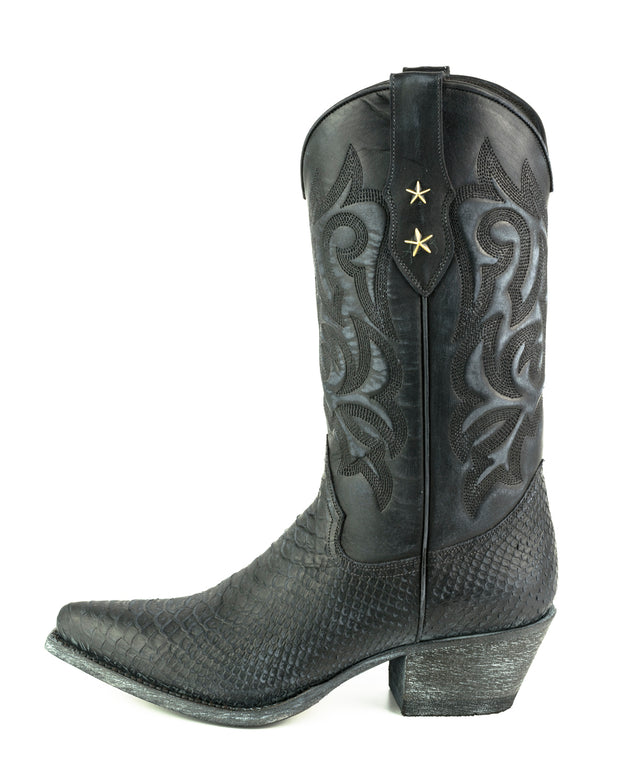 Bottes Femme Cowboy Modèle Alabama 2524 Noir Lavage |Cowboy Boots Europe