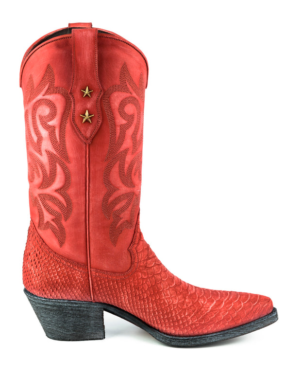 Bottes Femme Cowboy Modèle Alabama 2524 Rouge Lavée |Cowboy Boots Europe